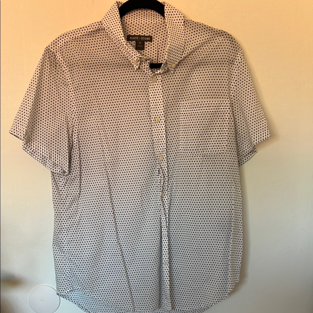 Slate & Stone White with Blue Stars Casual Button Down Shirt